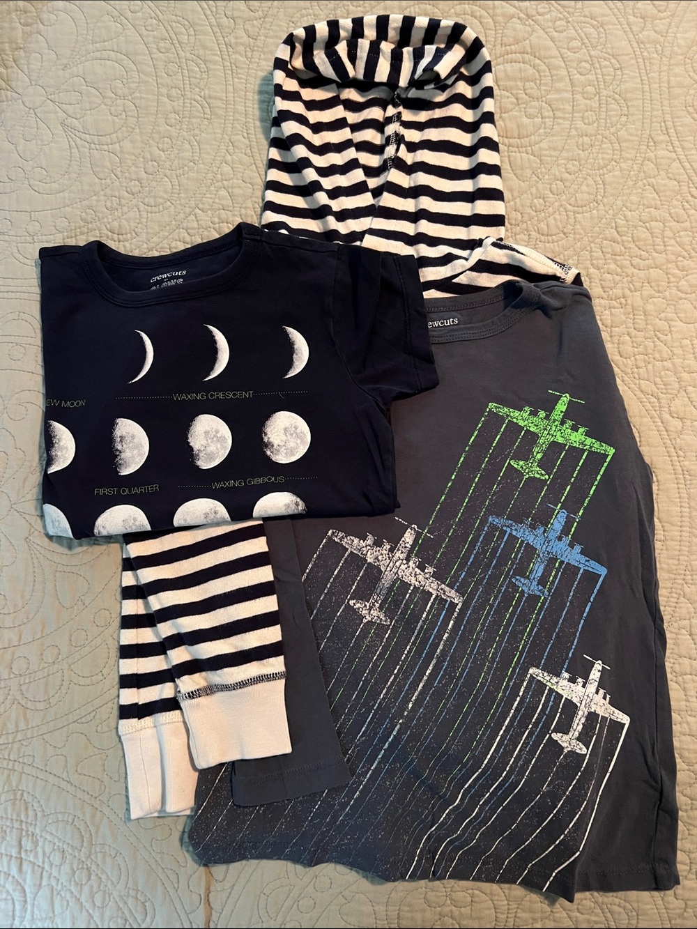 Crewcuts Black Moon Phases Tee with Gray & Black Striped Hoodie